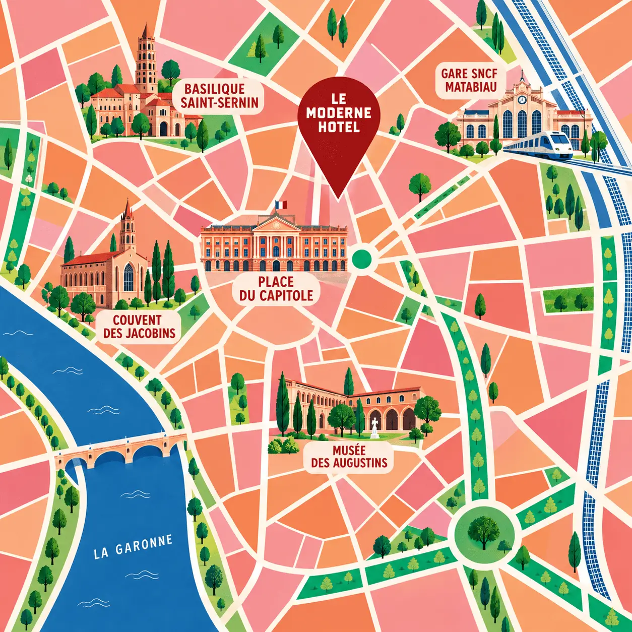 Carte de localisation de l'hôtel Le Moderne, Toulouse