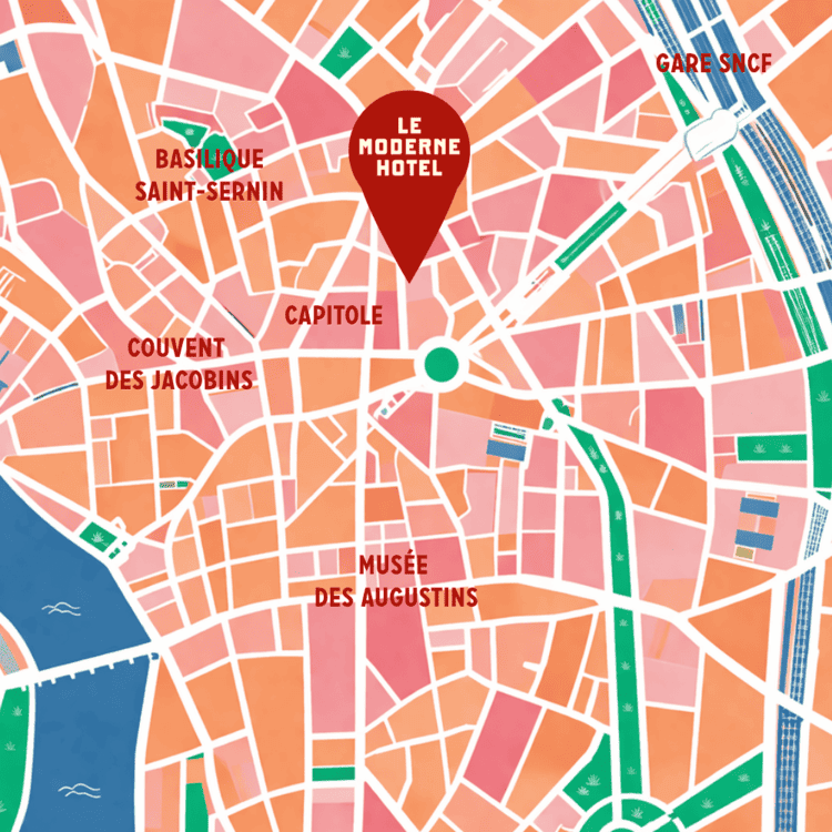 Carte de localisation de l'hôtel Le Moderne, Toulouse