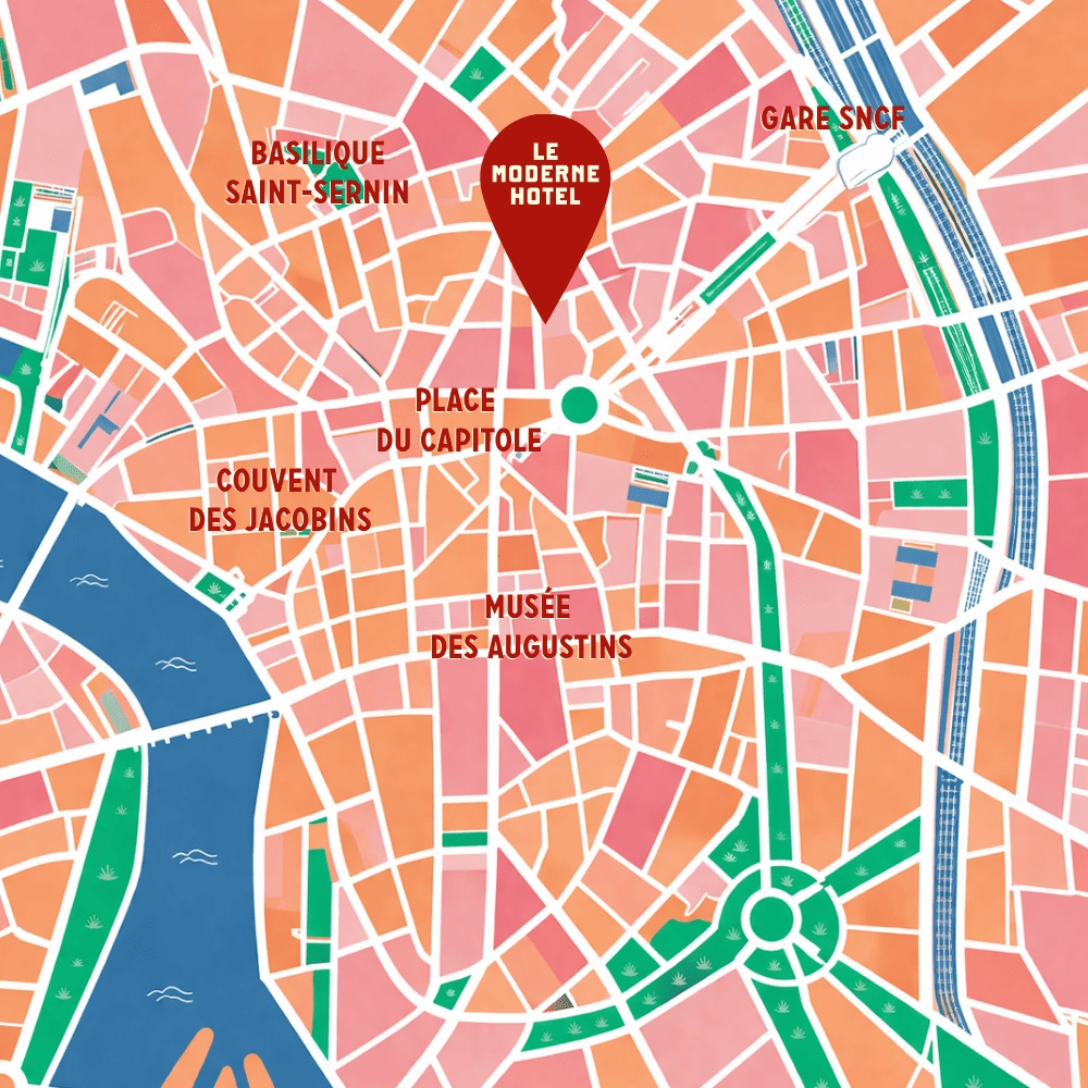 Carte de localisation de l'hôtel Le Moderne, Toulouse